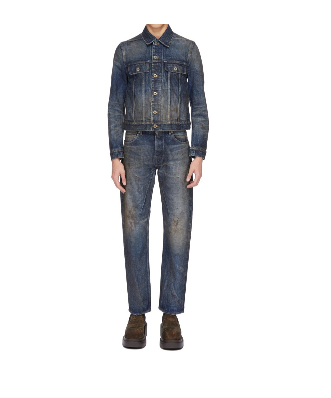 Rick Owens Drkshdw Long-sleeved Denim Jacket In Blue