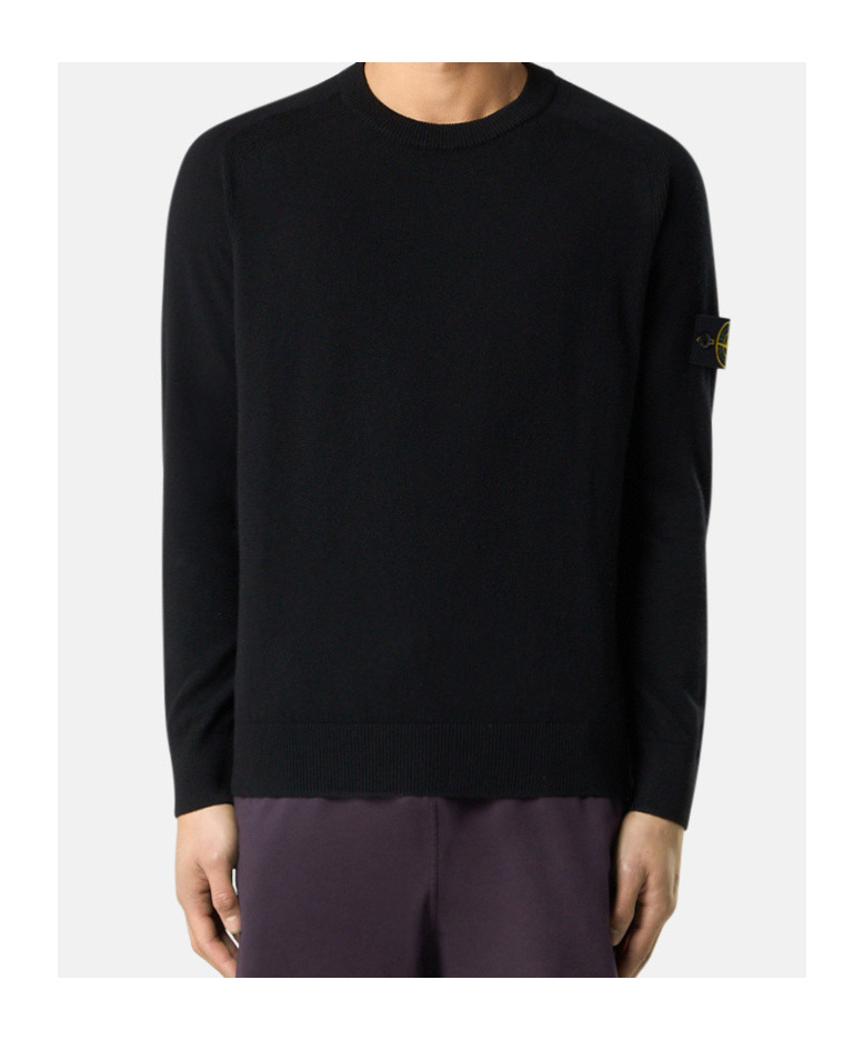 Shop Stone Island Compass Badge Crewneck Jumper In Black