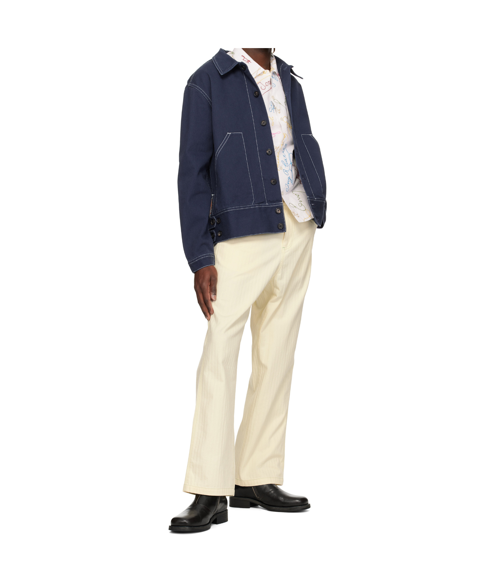 Bode "knolly Brook" Trousers In Herringbone Pattern In Nude