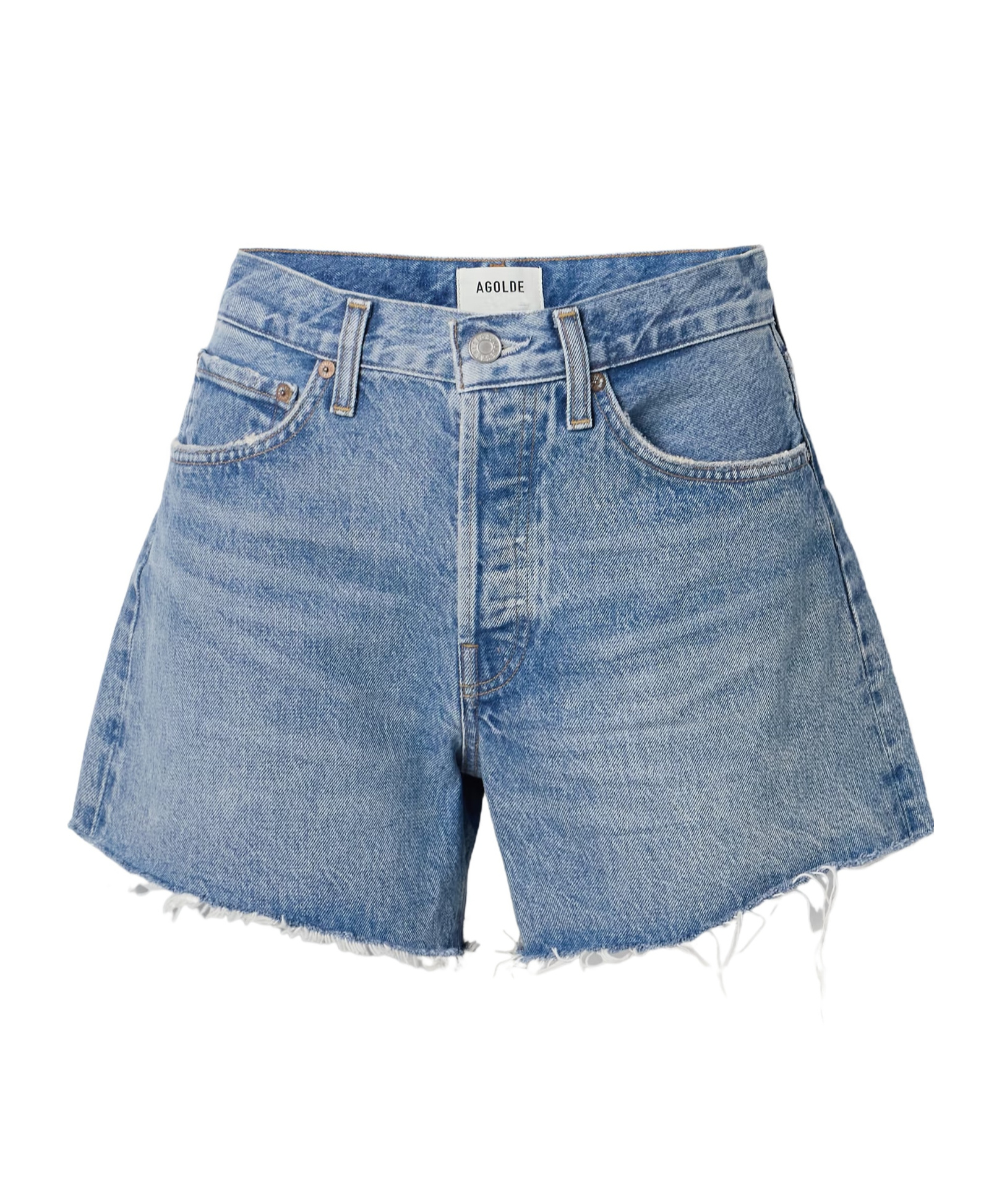 Agolde Ripped Denim Shorts In Blue