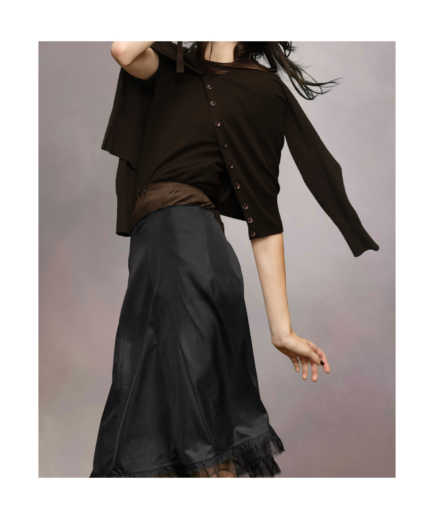 Maison Margiela Cropped Crewneck Cardigan In Black