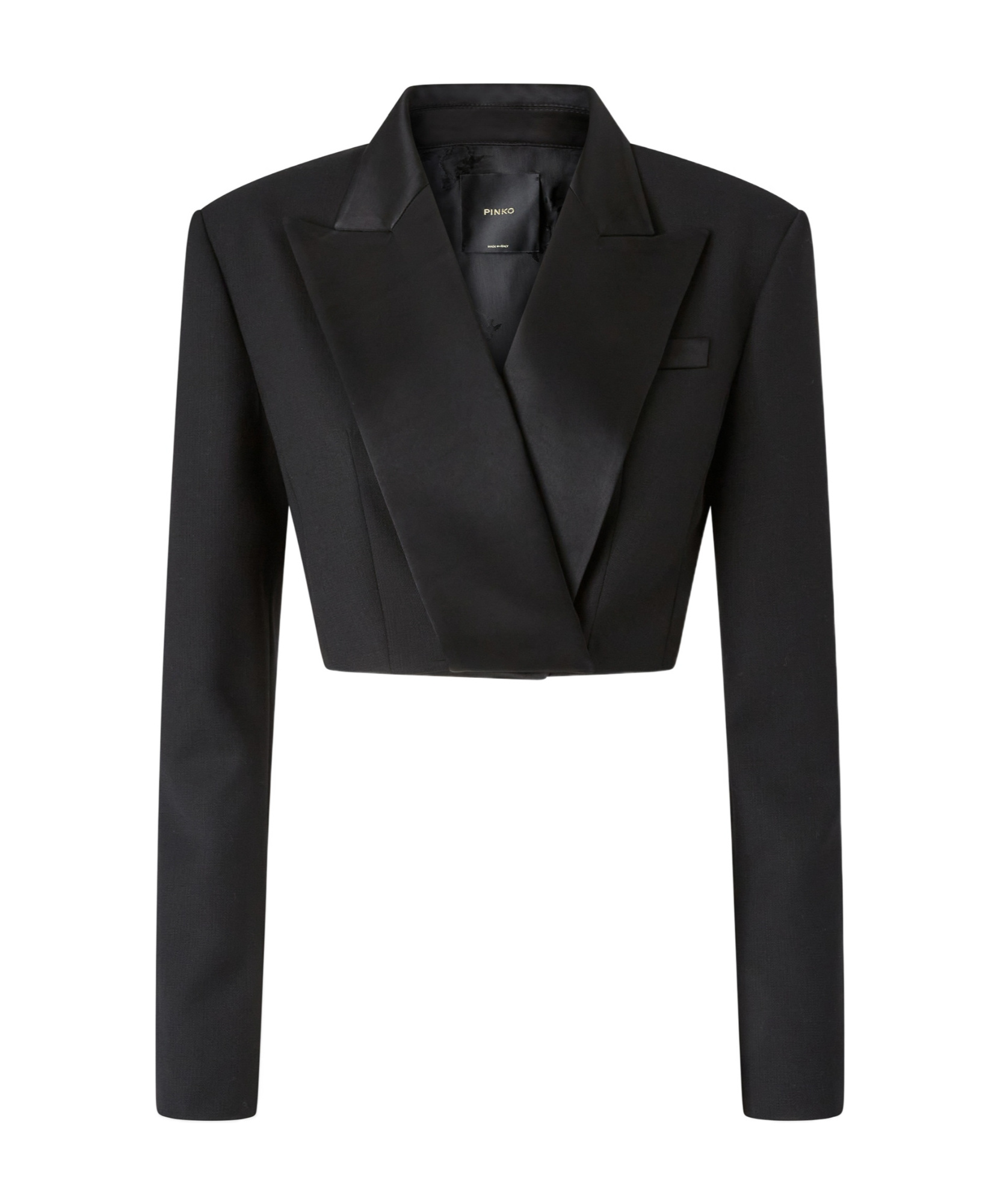 Pinko Spencer Short Jacket With Satin Lapels In Black