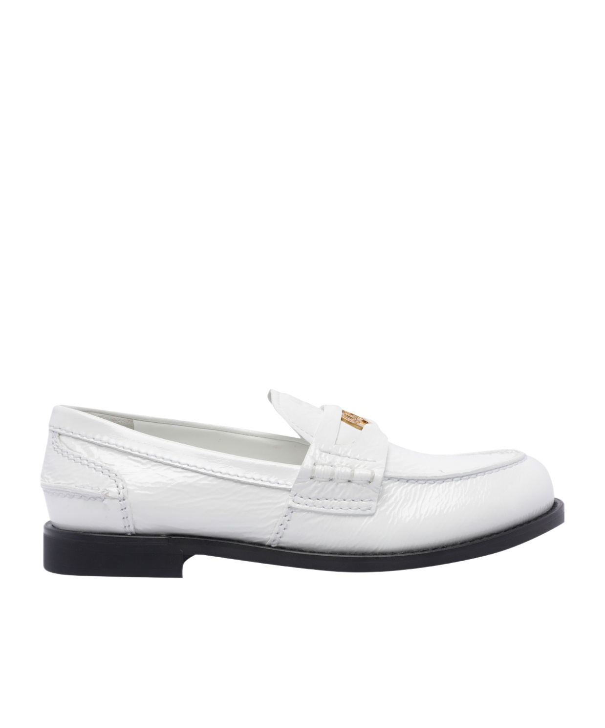Miu Miu Patent Leather Penny Loafers In White