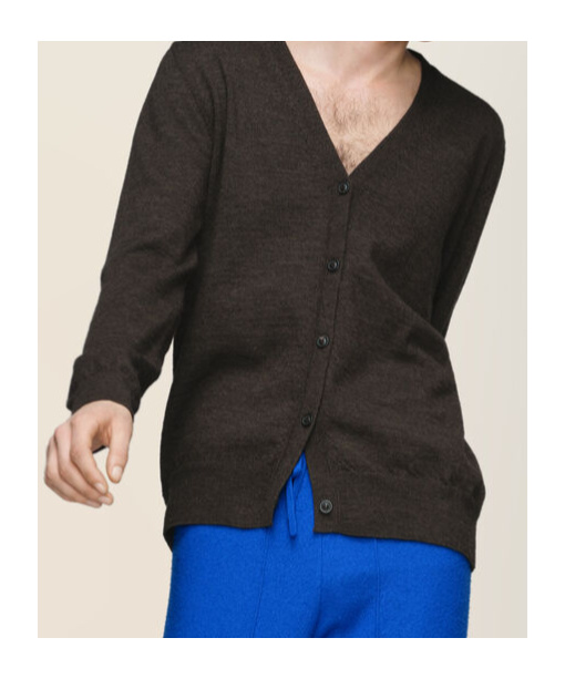 Maison Margiela Suede Patch Cardigan Sweaters And Cardigans Brown In Brown