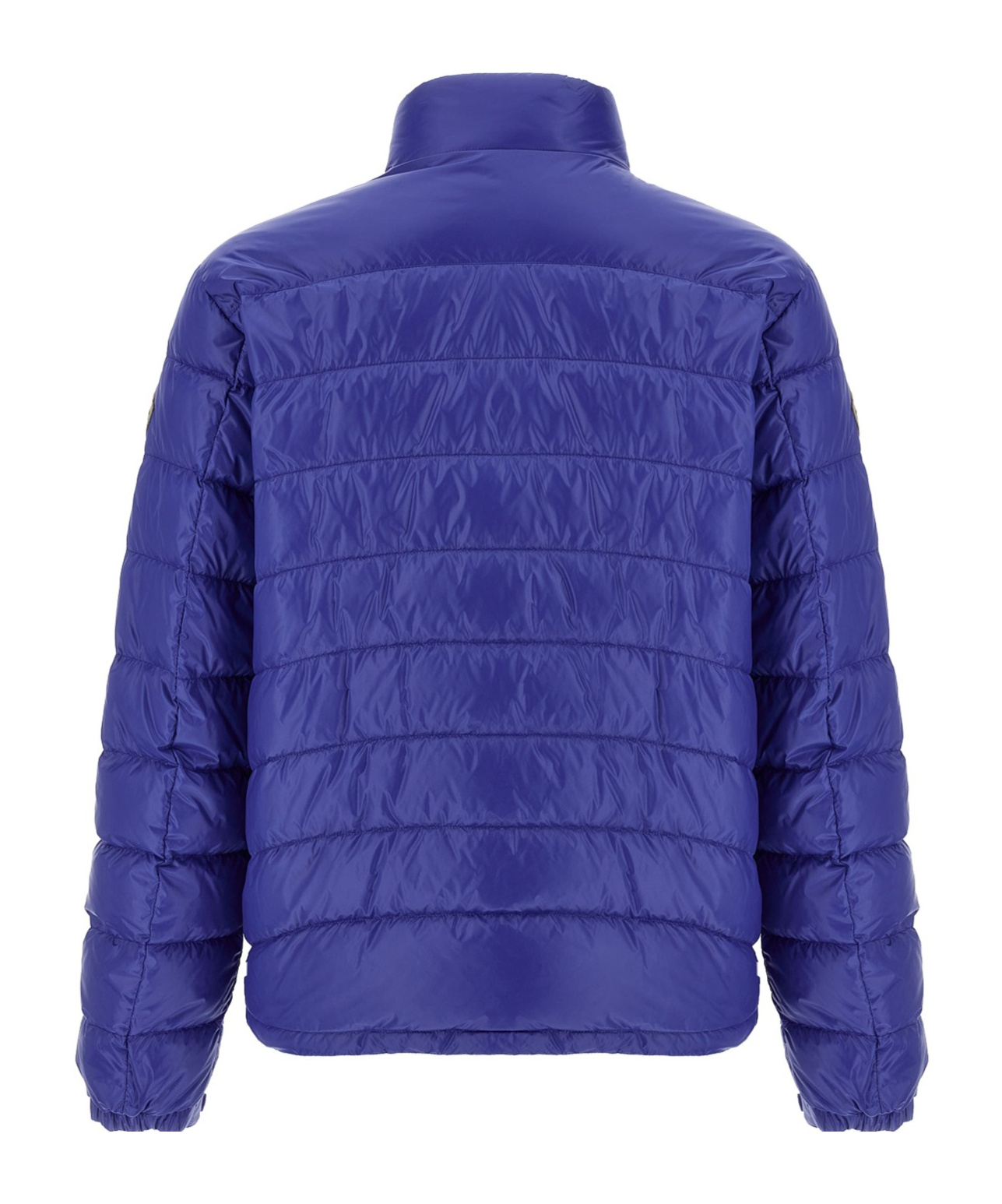 Moncler Padded Jacket With Elastic Cuffs And High Collar In Blue