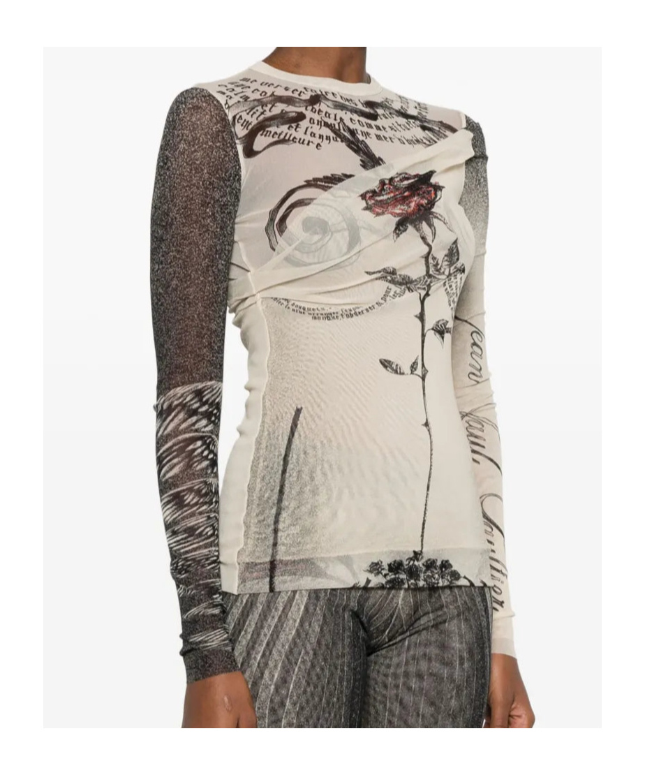 Shop Jean Paul Gaultier Mesh Top In Nude