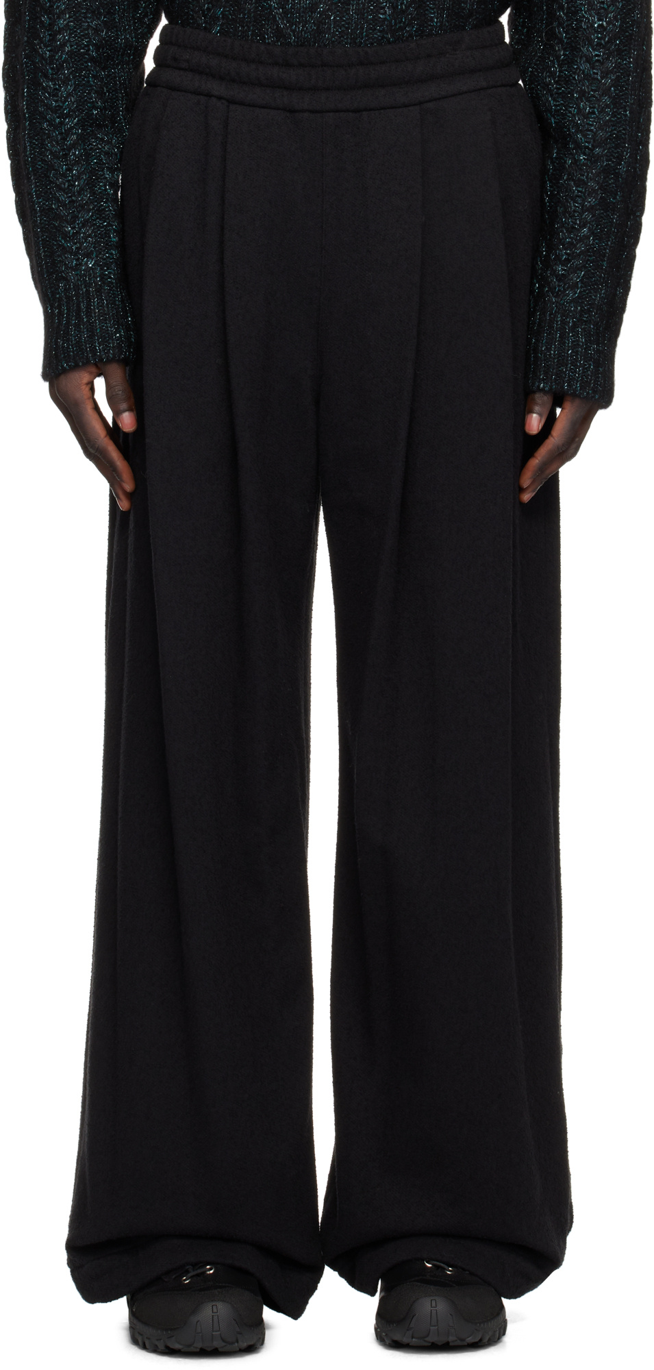 Wooyoungmi Black Boucle Sweatpants In Black