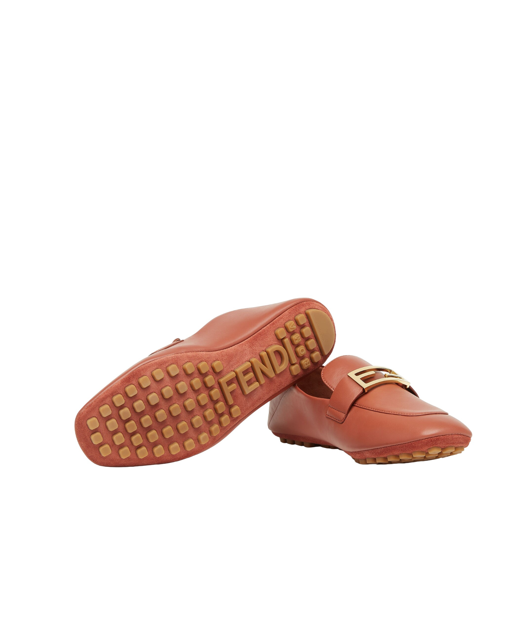 Fendi Baguette Driving Shoes In Brown