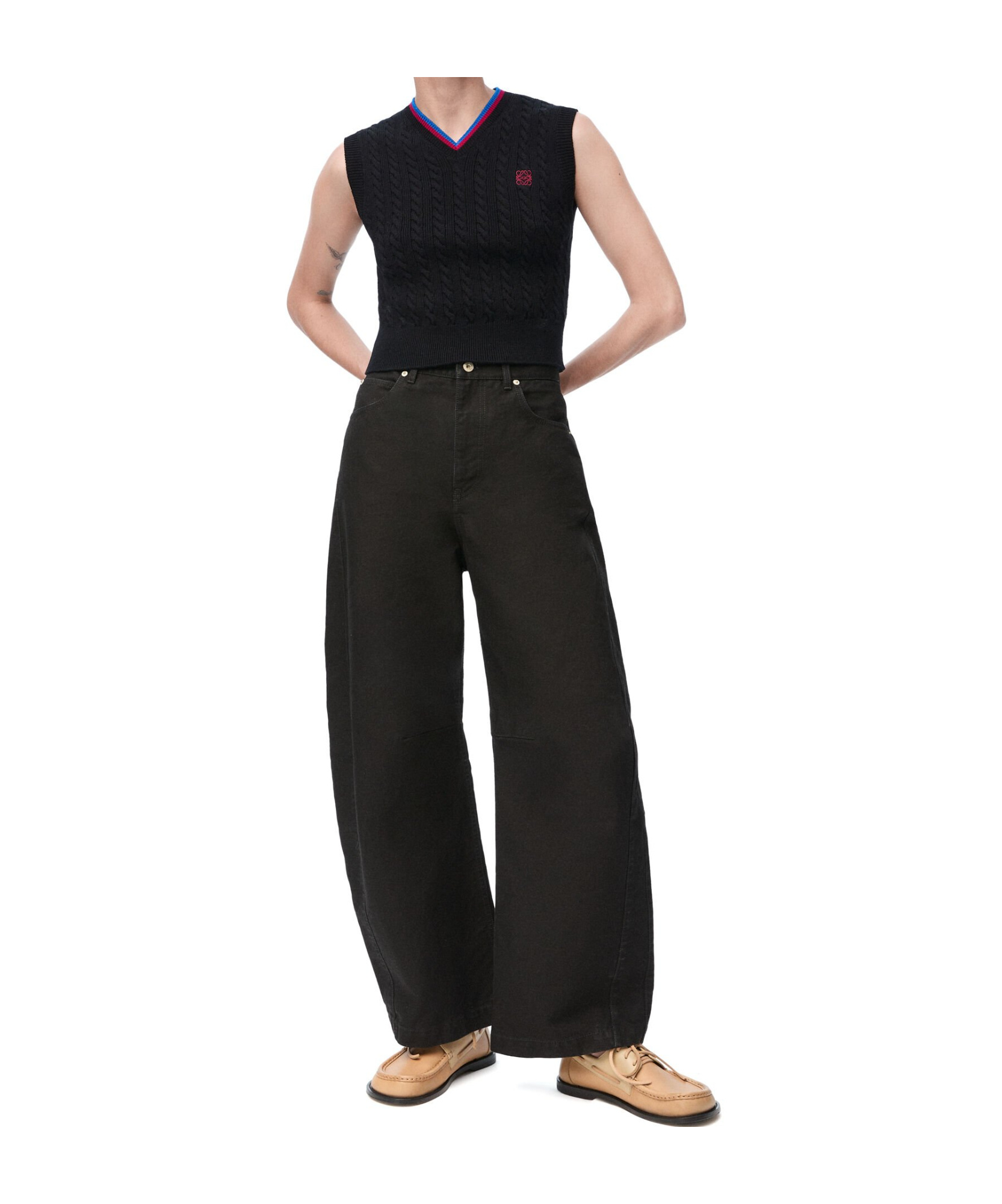Loewe Cotton V-neck Vest In Black