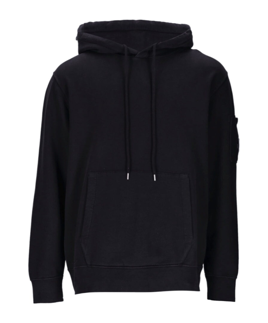 C.p. Company Classic Black Hoodie With Kangaroo Pocket And Signature Detail In Black