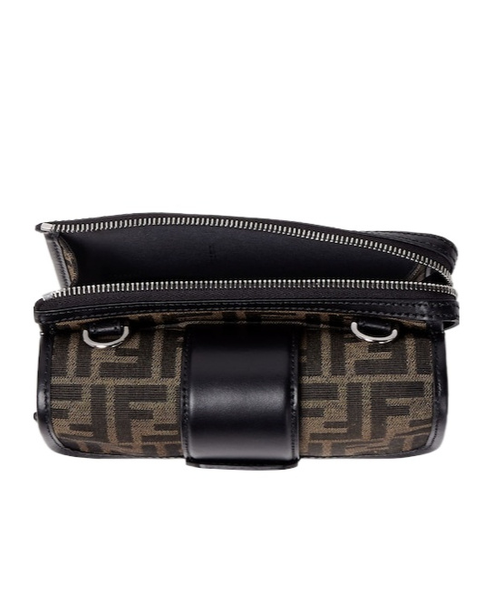 Fendi Double Baguette Shoulder Bag In Black