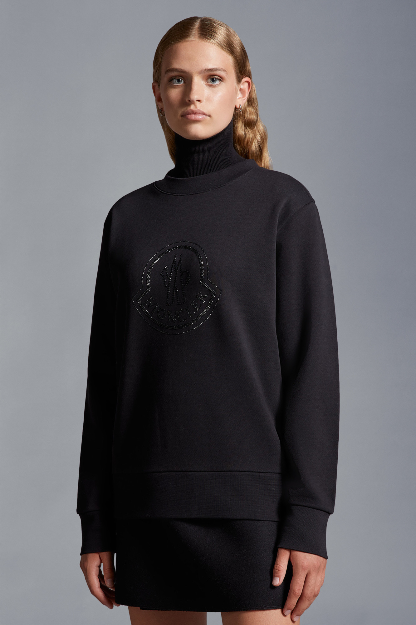 Shop Moncler Logo-embellished Cotton Sweatshirt In Black