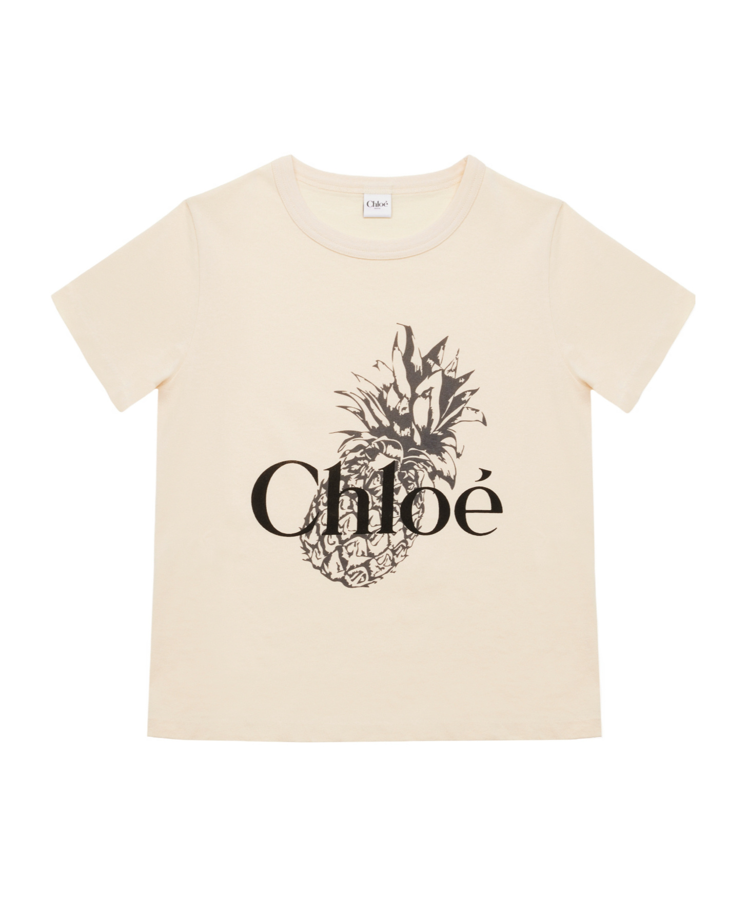 Chloé Pink Crewneck T-shirt With Maxi Logo Print On The Front In Cotton Woman In Neutral