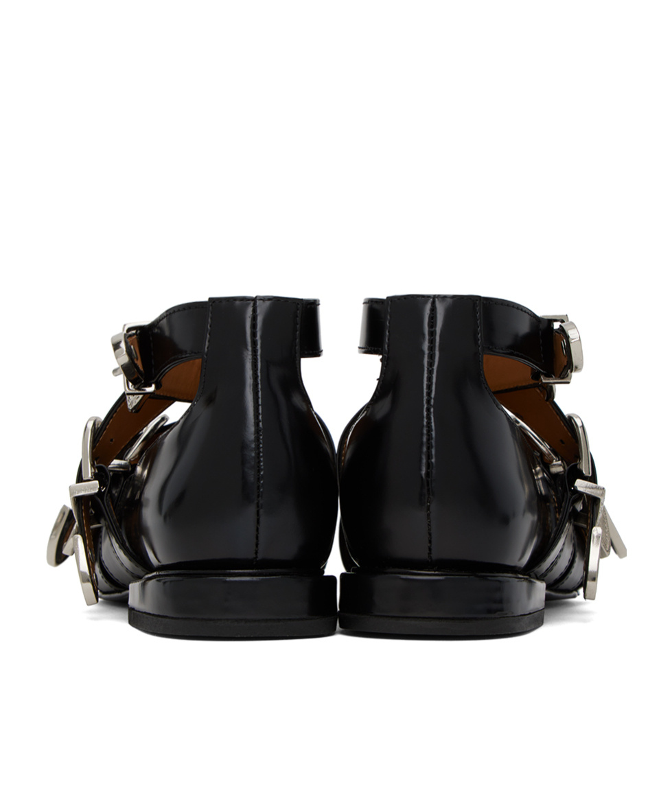 Toga Wound Pin Buckle Ankle Strap Flat Sole Shoes In Black
