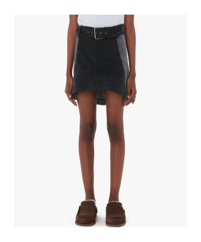 Jw Anderson Paneled Mini Denim Skirt In Black