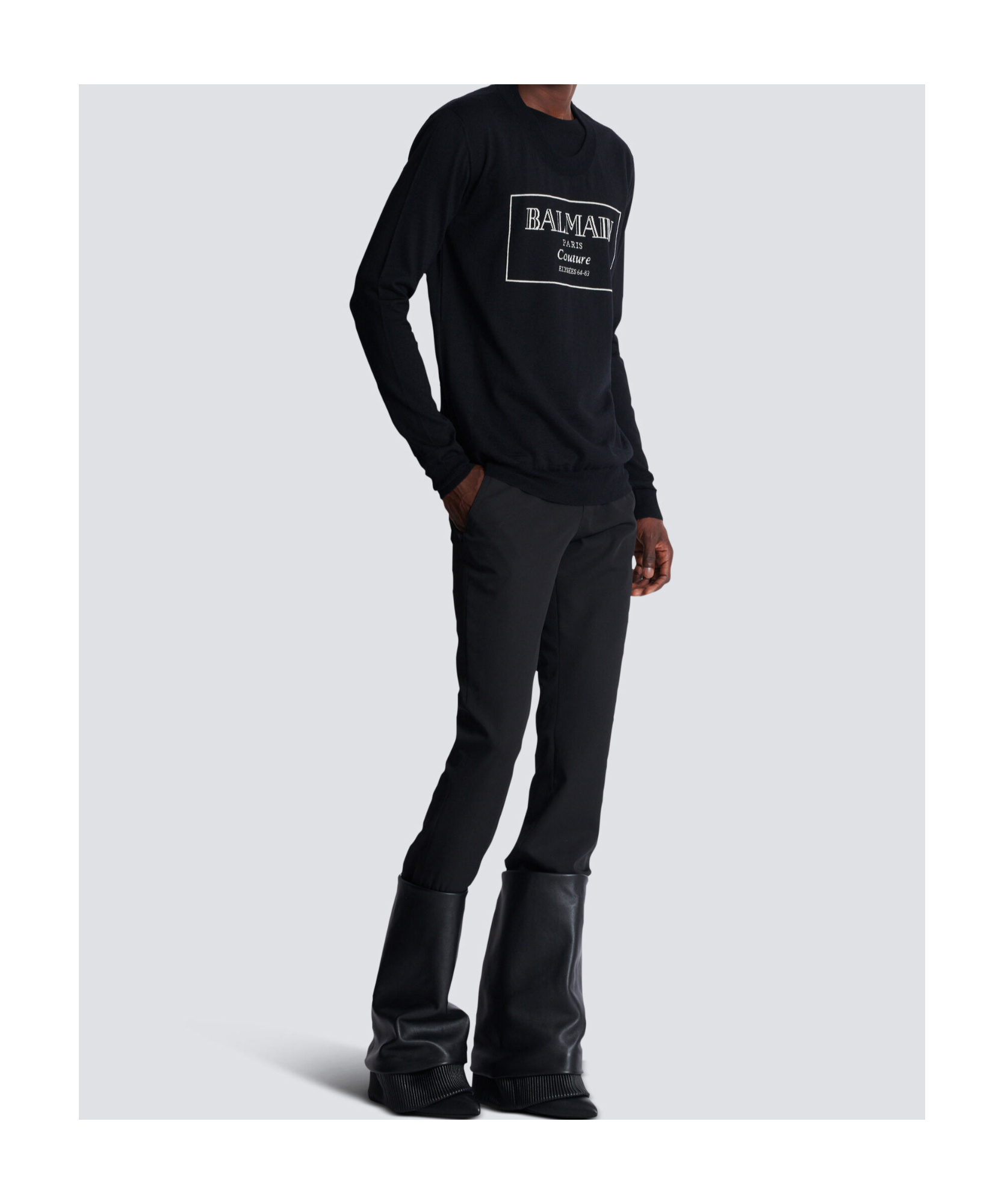 Balmain High Fashion Knit Sweater In Black