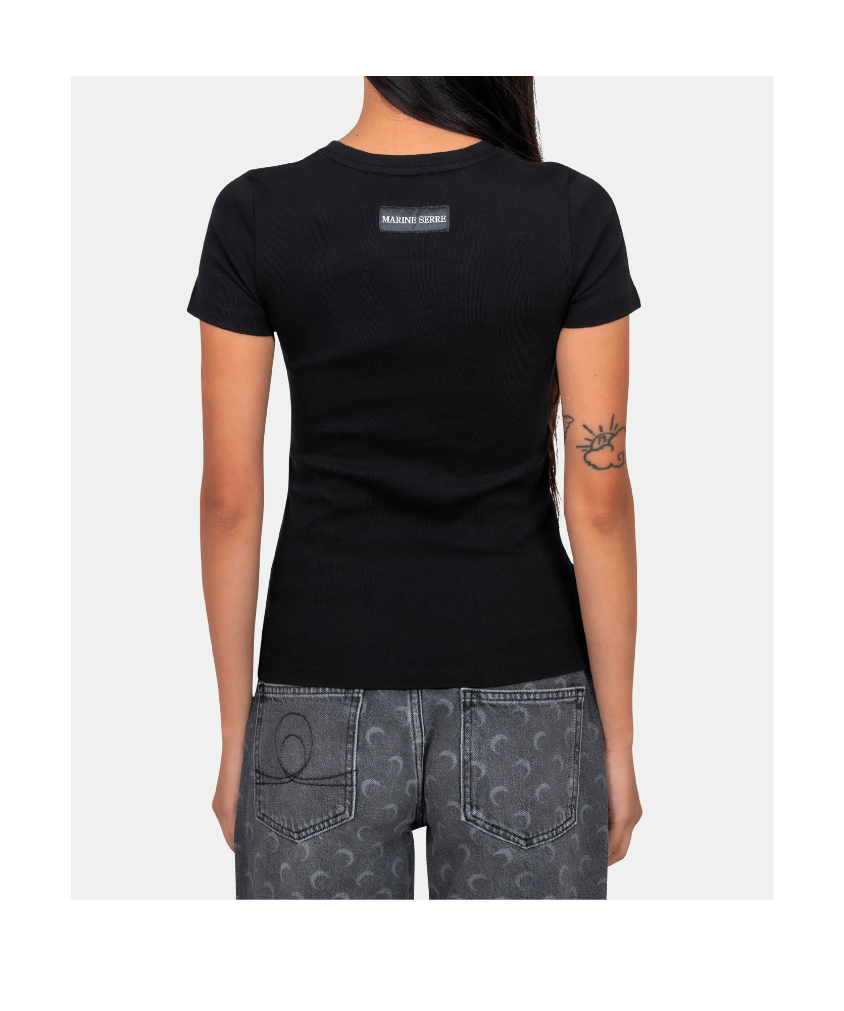 Marine Serre Round-neck Short-sleeved T-shirt In Black