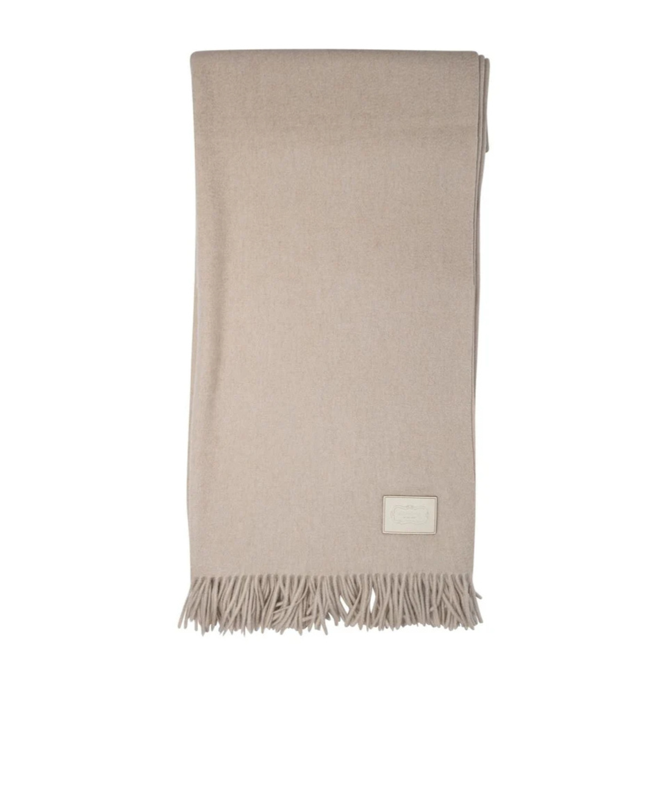Agnona Beige Textured Wool Scarf With Delicate Fringes In Neutral