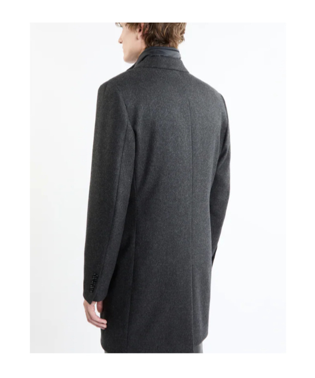 Fay Charcoal Grey Layered Wool-cashmere Jacket In Black