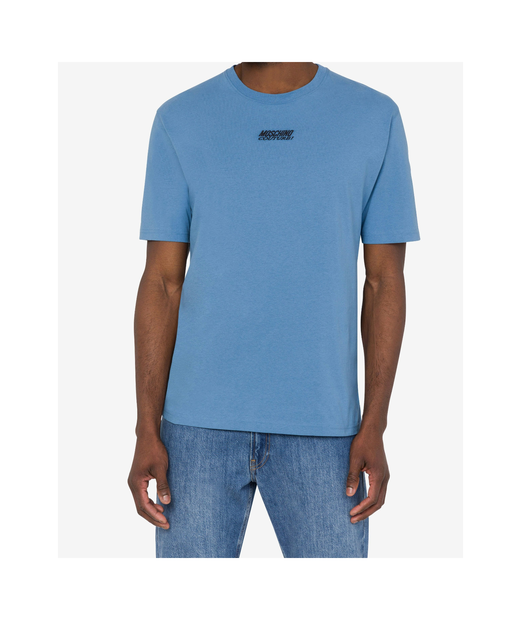 Moschino Logo-embroidered Cotton T-shirt In Blue