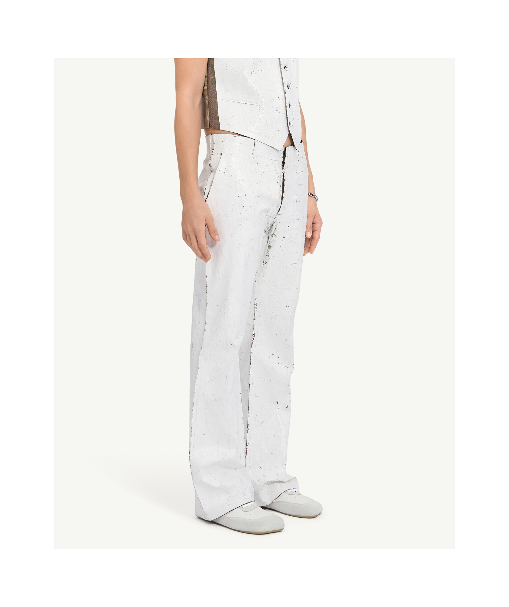 Mm6 Maison Margiela Painted White Trousers In White