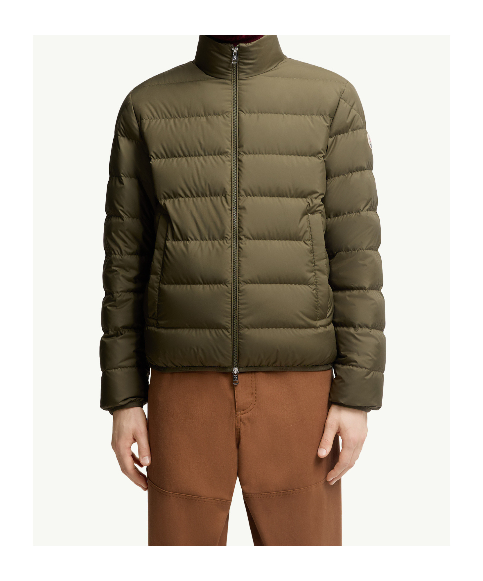 Moncler Collar Puffer Quilted Pockets Coat In Green