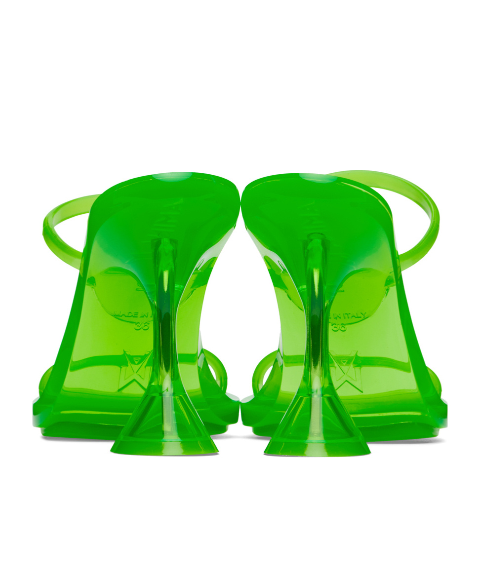 Shop Amina Muaddi Brito Slipper Open-toed Heels Sandals In Green