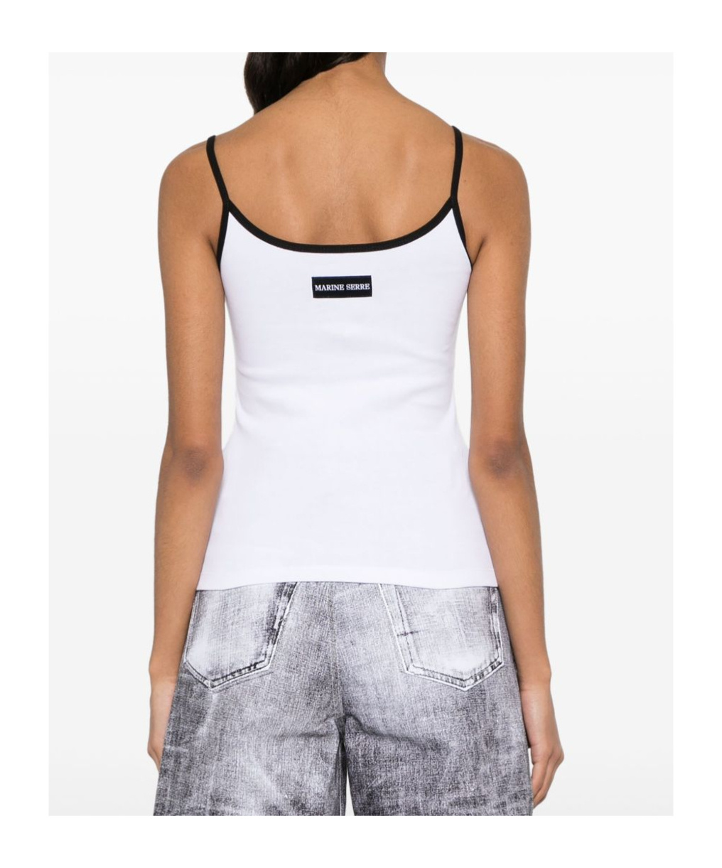 Marine Serre Moon Logo Ribbed Tank Top In White