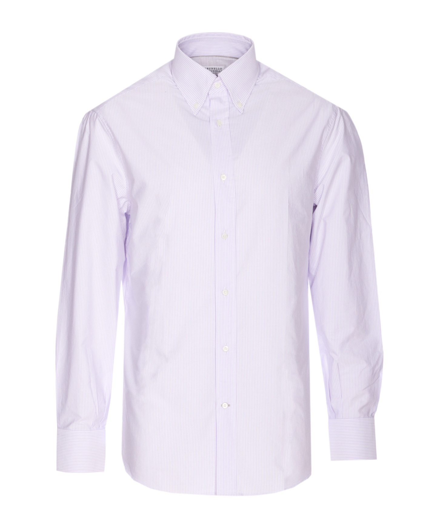 Brunello Cucinelli Striped Shirt With Long Sleeves And Regular Collar In Purple