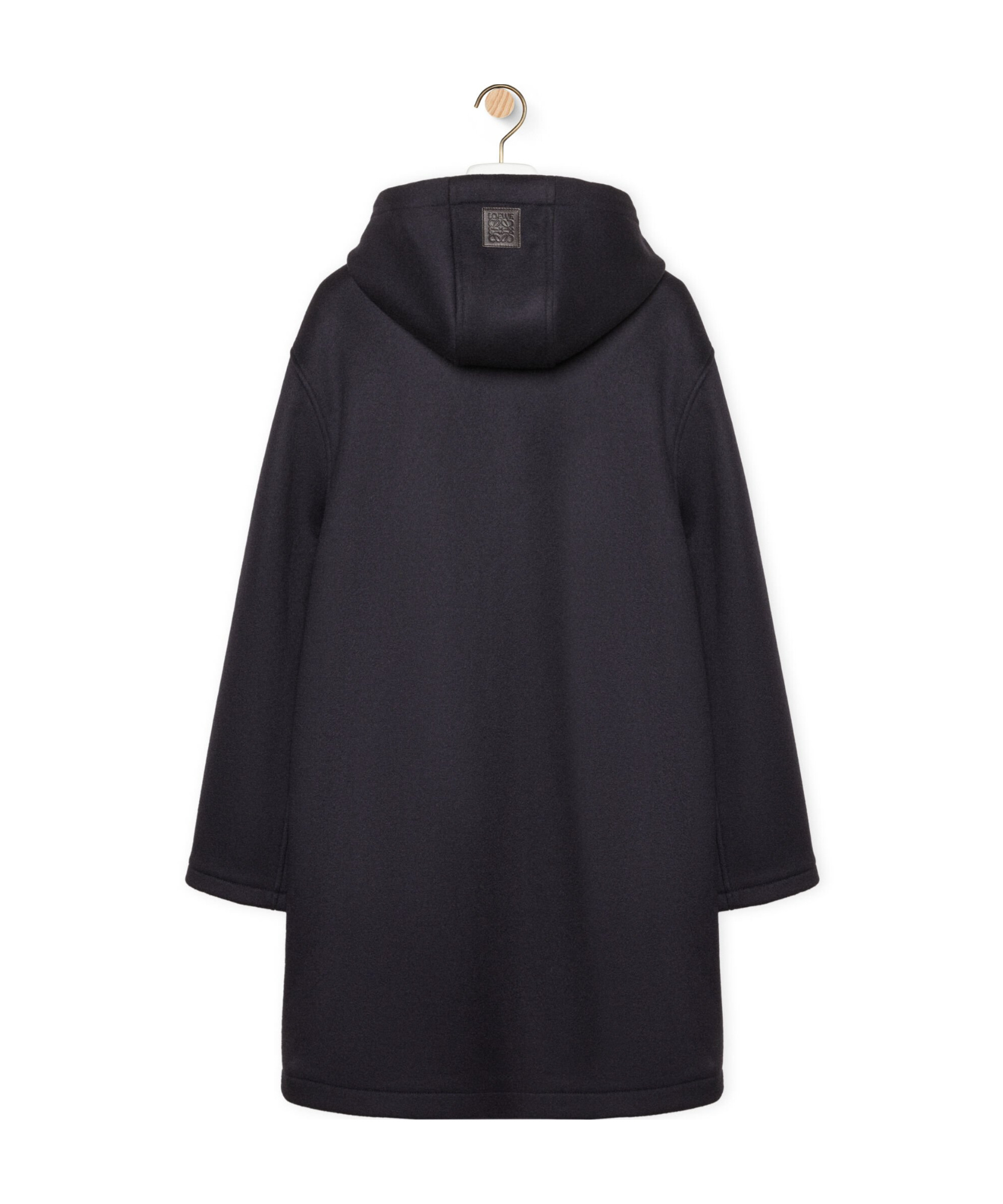 Loewe Wool Hooded Coat In Black