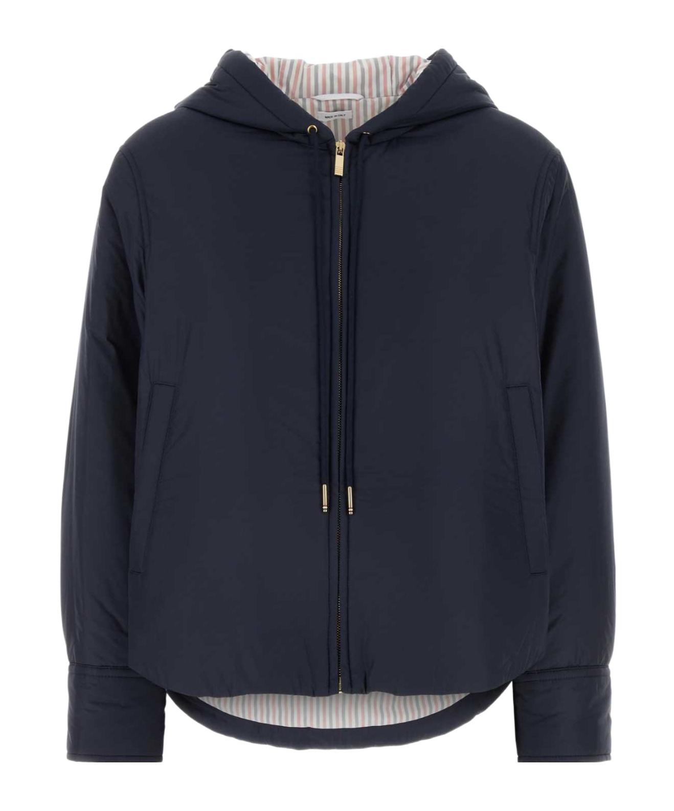 Thom Browne Navy Blue Polyester Down Jacket In Black