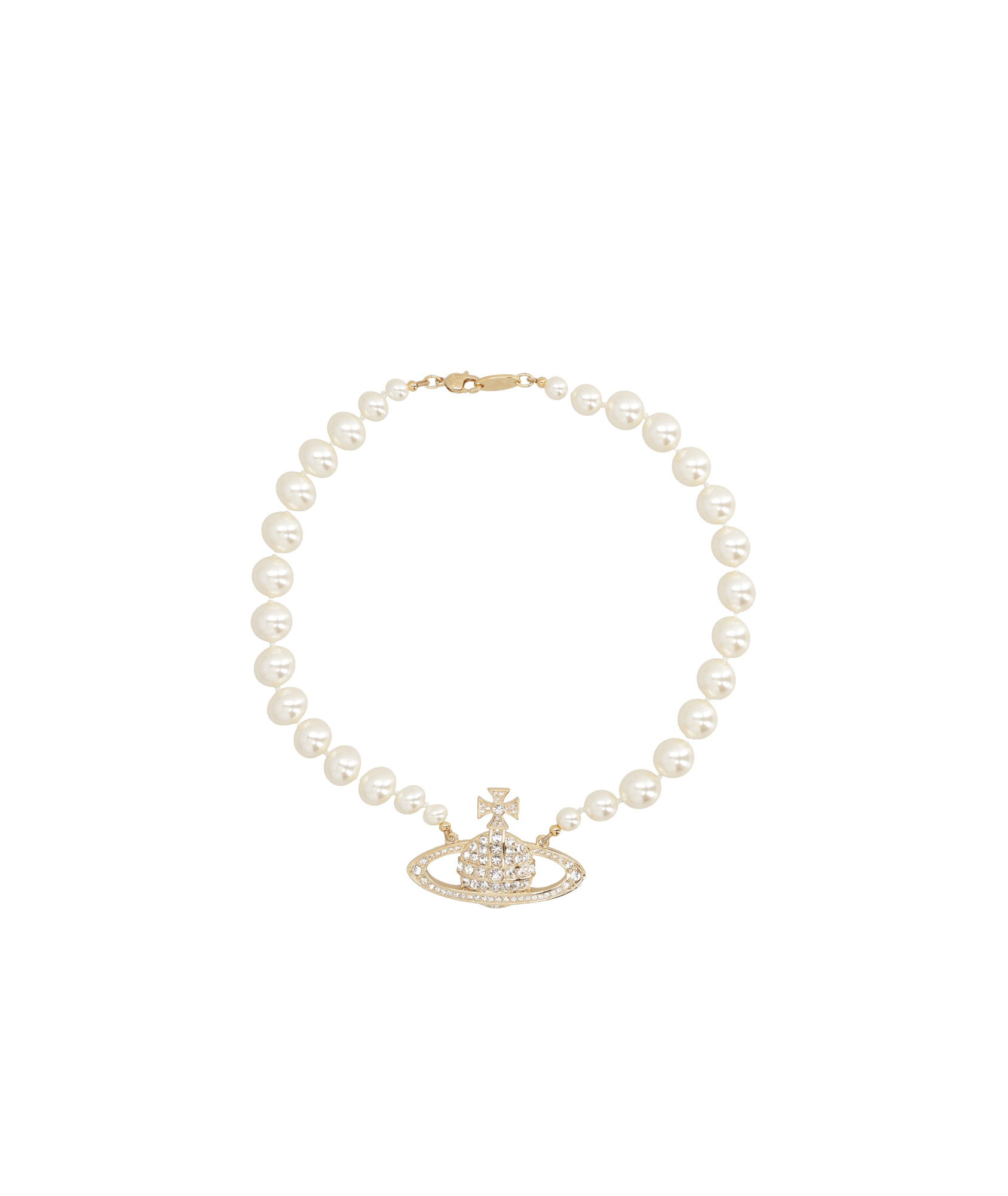 Vivienne Westwood Bas Relief Pearl-chain Choker In Yellow