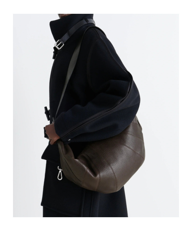 Lemaire Rail Belt Large Croissant Bag In Brown