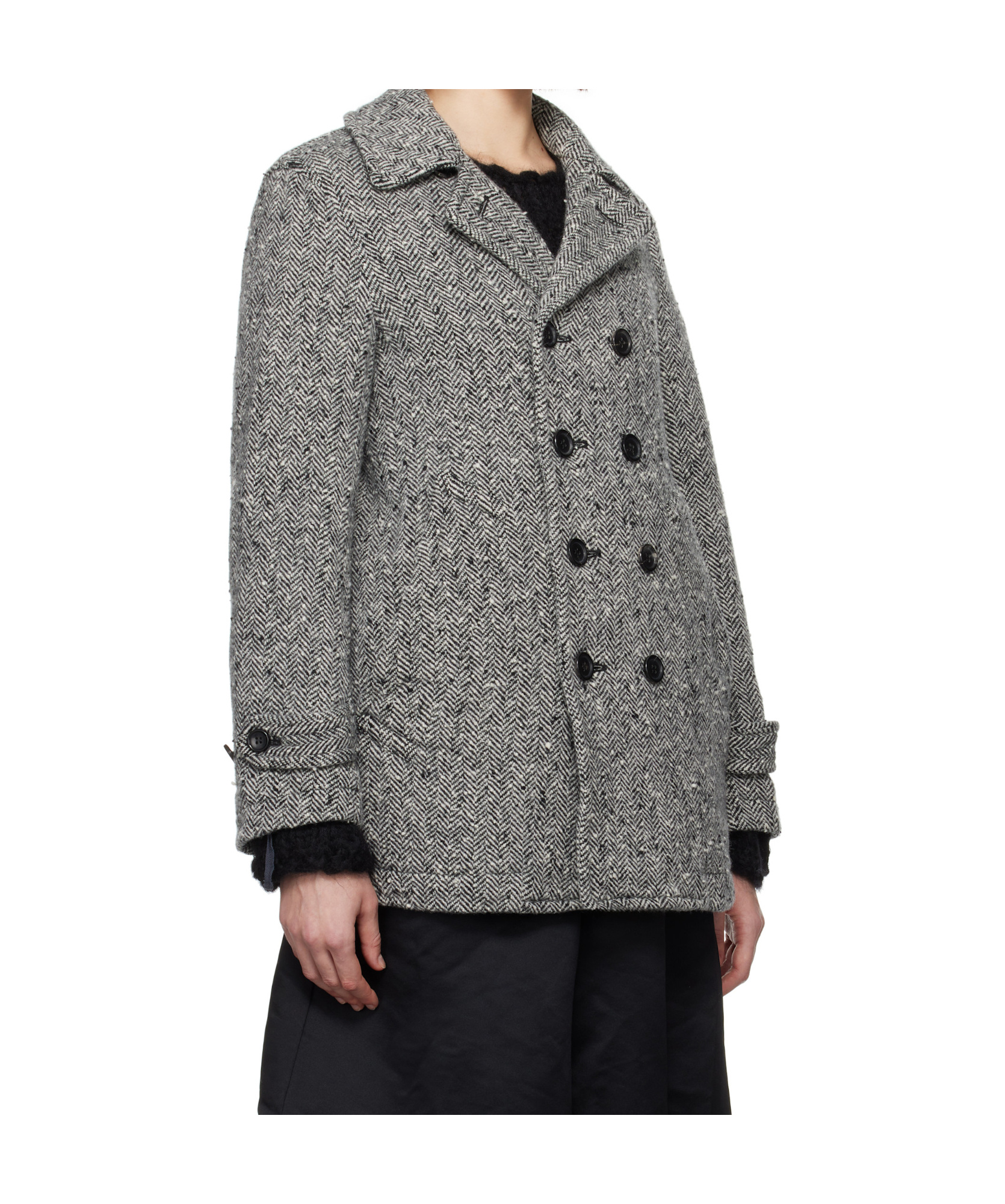 Comme Des Garçons Wool Double-breasted Coat Back Vent In Gray