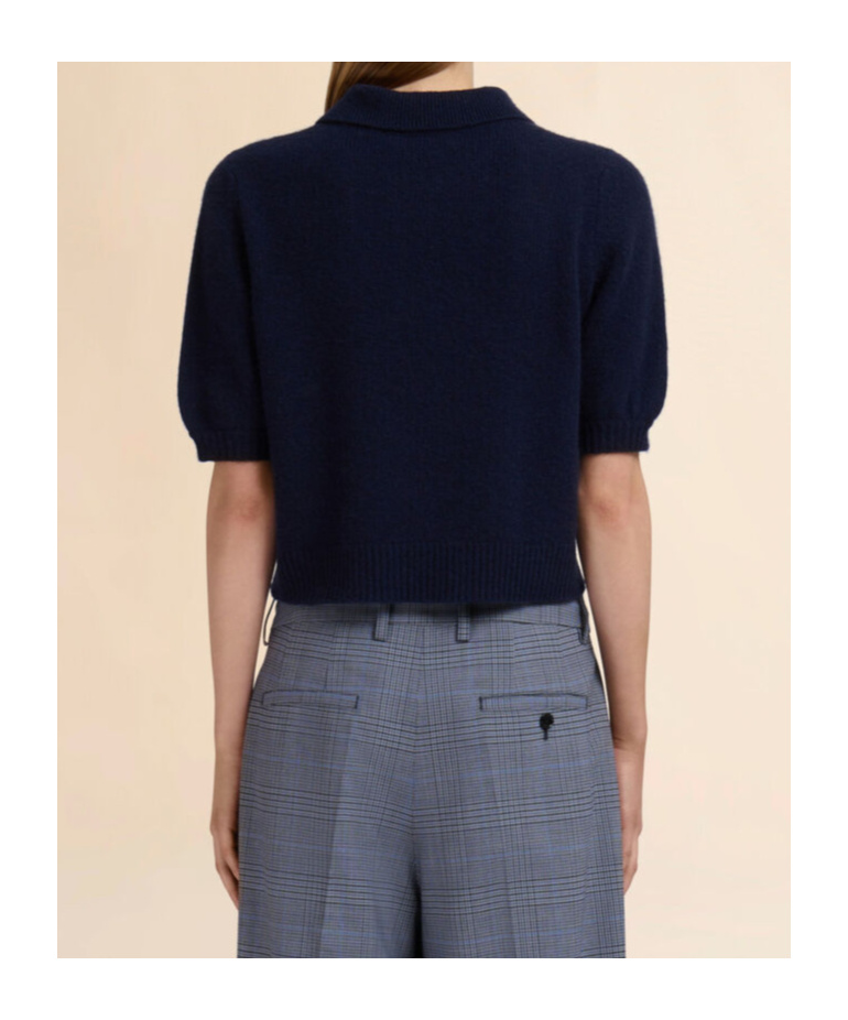 Marni Deep Blue Cashmere Polo Jumper With Patch