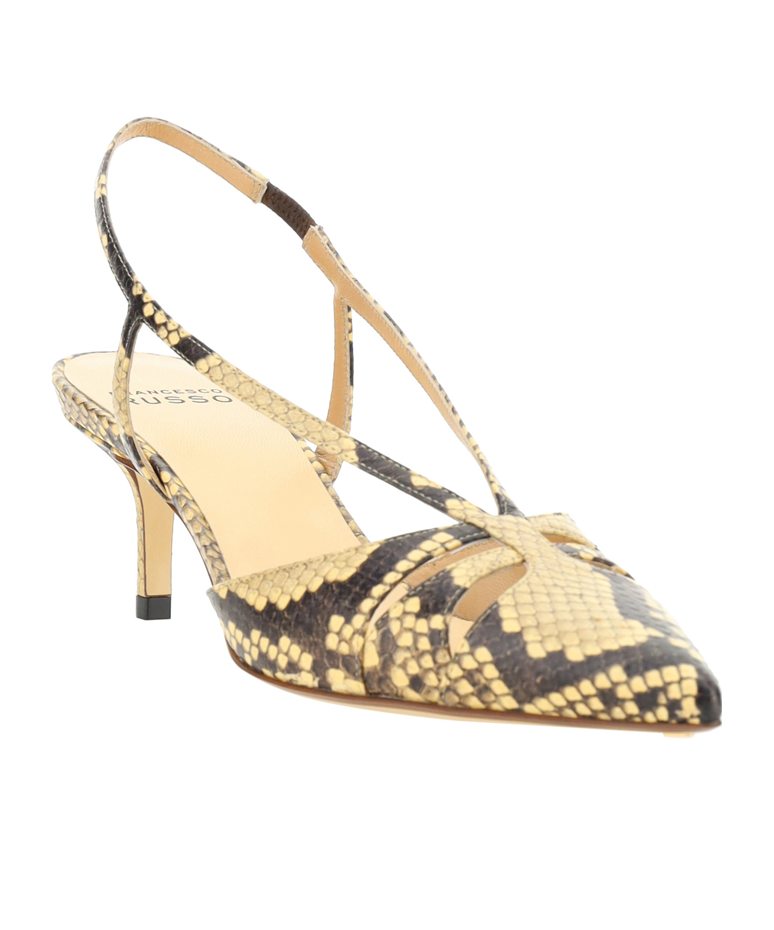 Francesco Russo Pointed Toe Sandals With Crisscross Straps In Nude