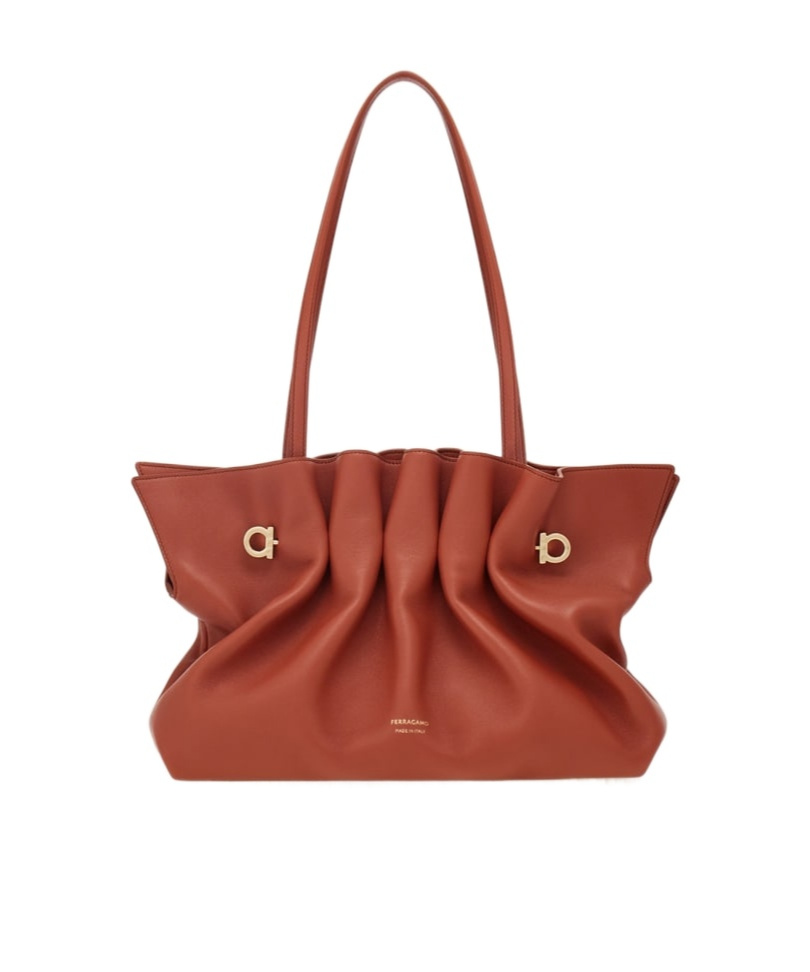 Ferragamo Medium Piercing Shoulder Bag (m) In Brick