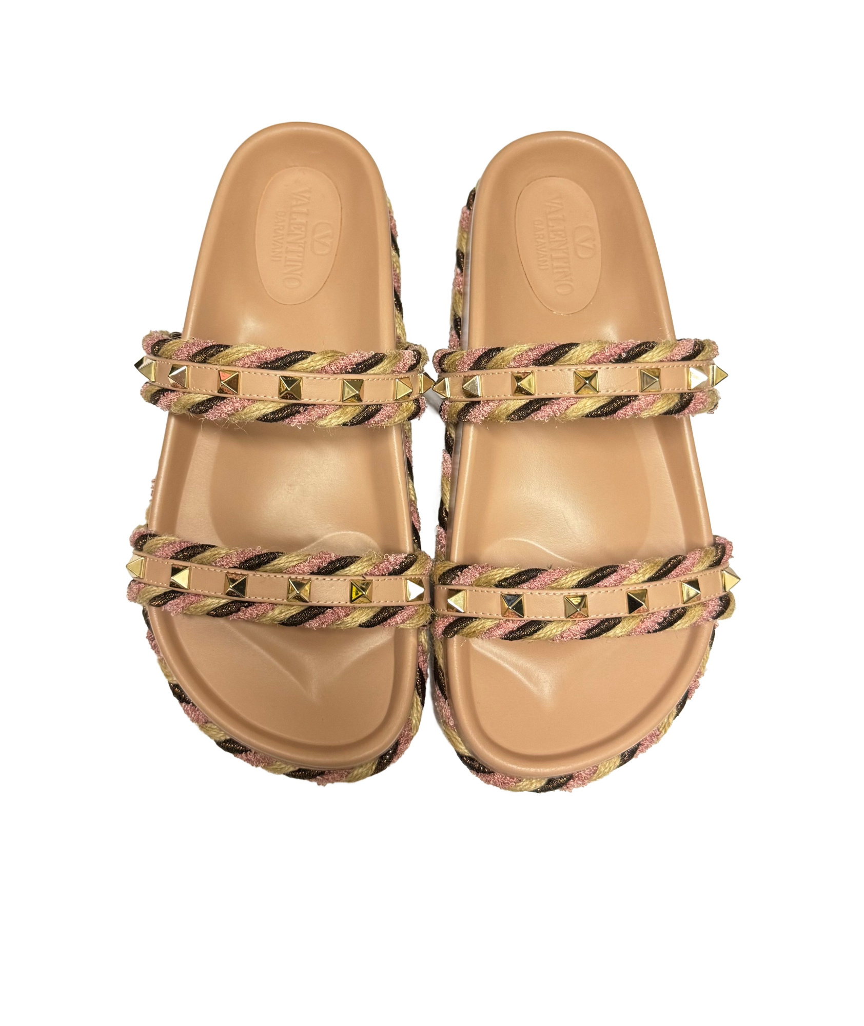 Valentino Rockstud Slippers In Multicolor
