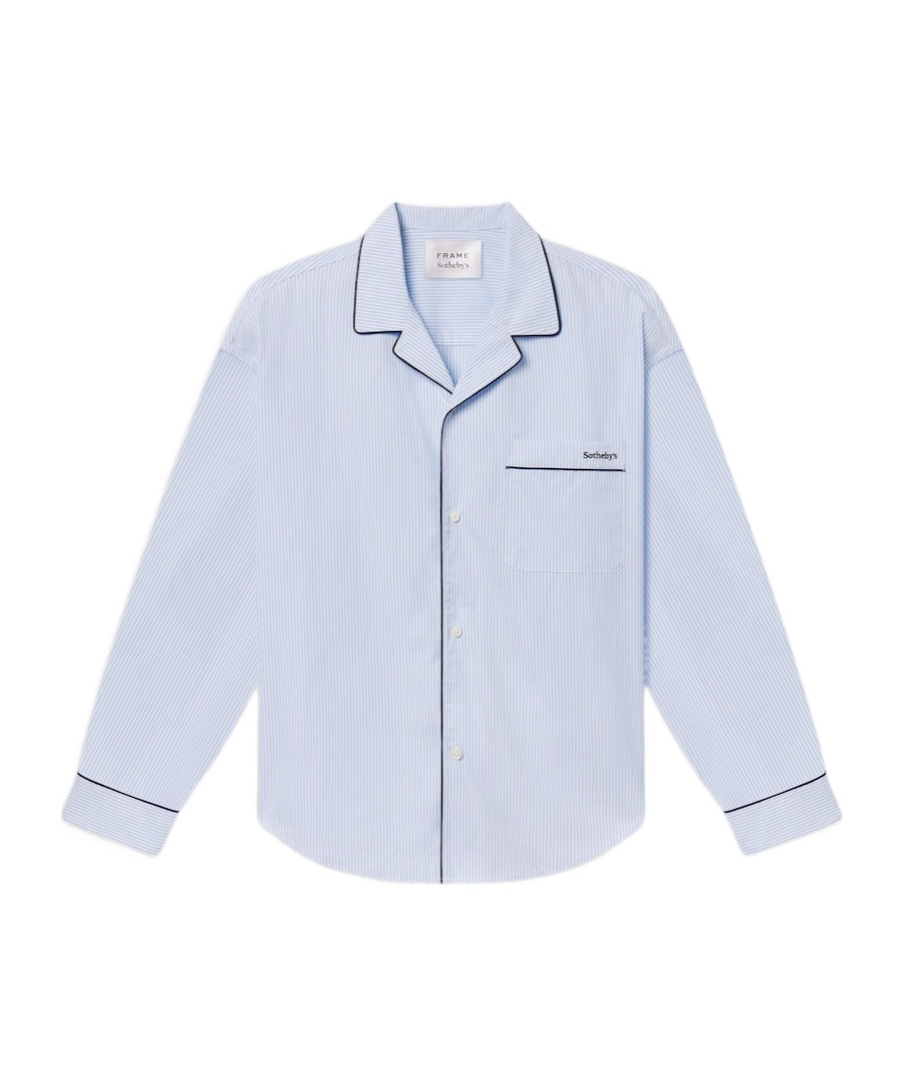 Frame Striped Pajama Shirt In White