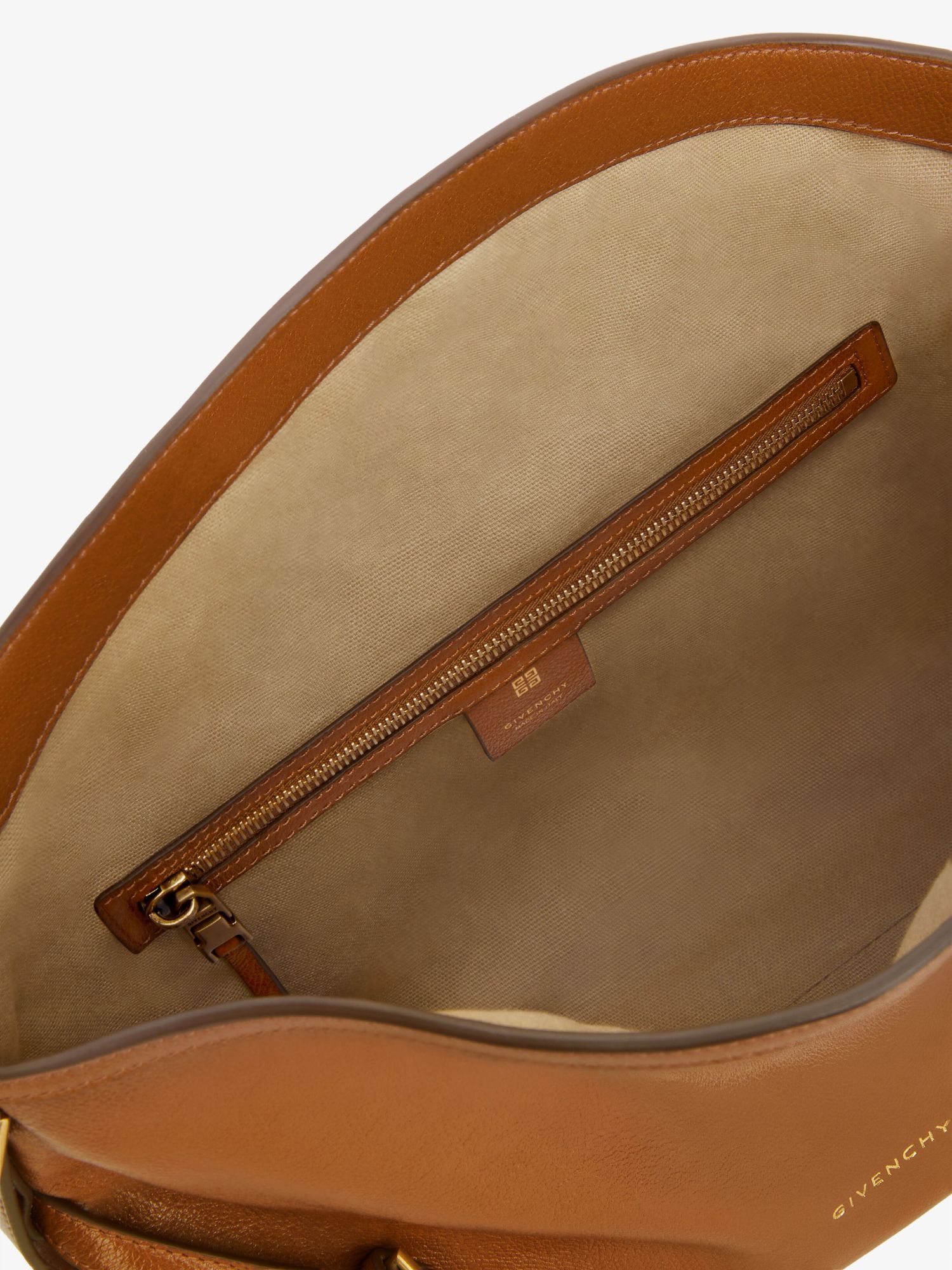 Givenchy Voyou Medium Shoulder Bag In Shiny Tumbled Leather In Brown