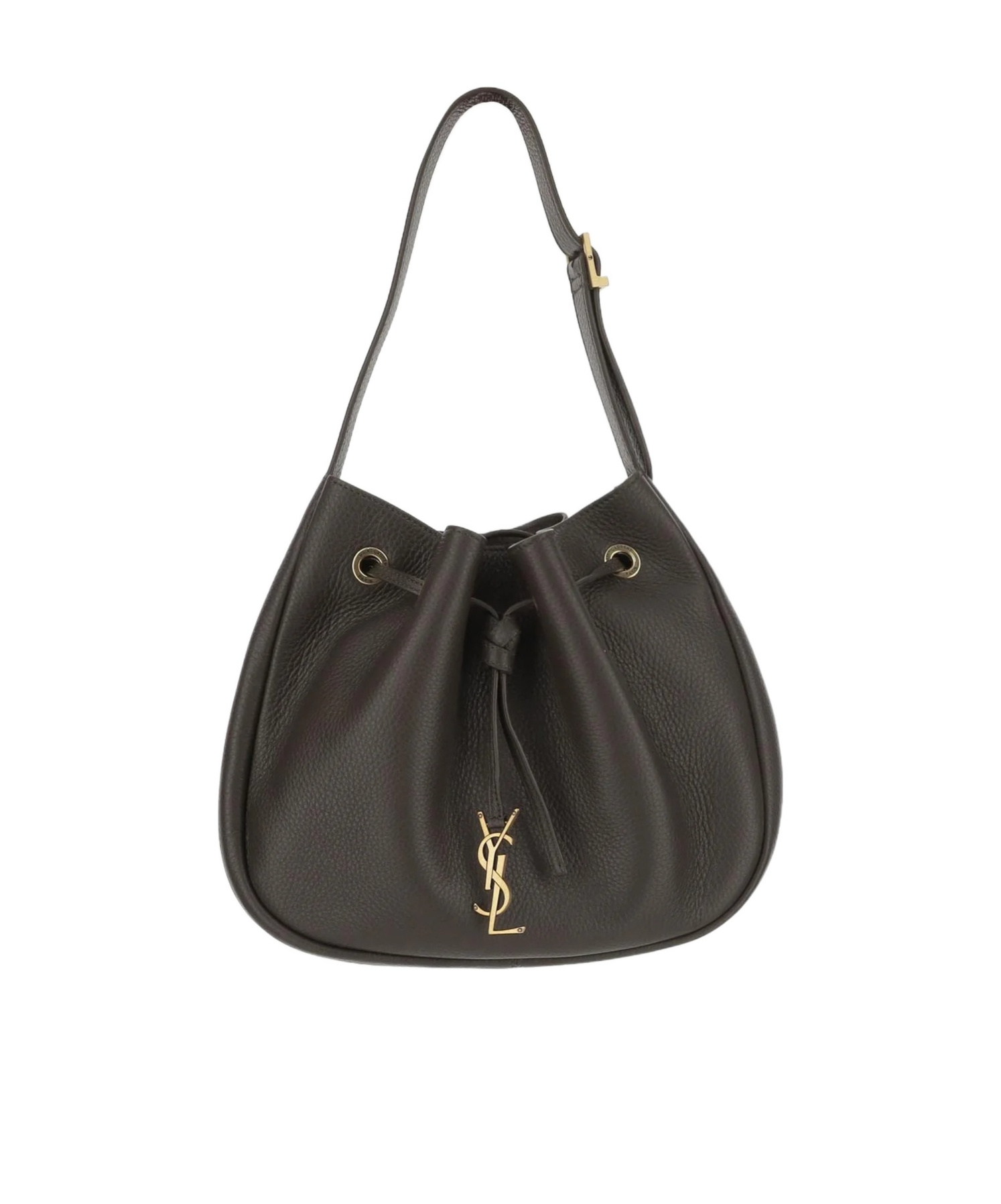 Saint Laurent Paris Vii Small Hobo In Grained Leather In Brown