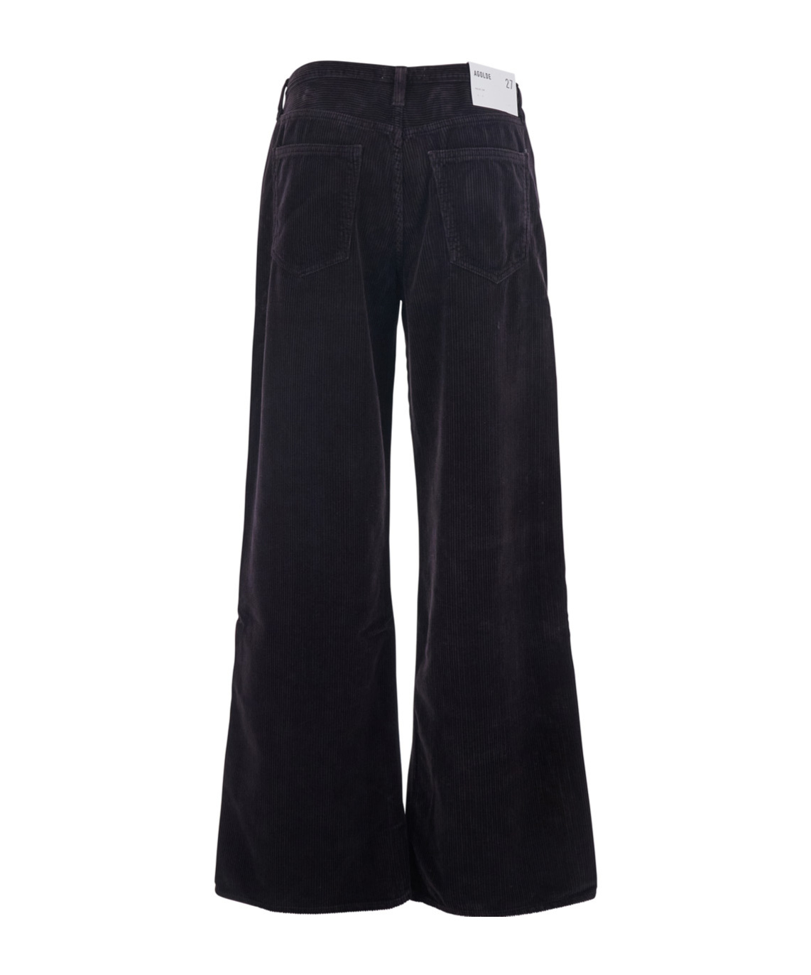 Agolde Keira Brown Pants With Belt Loops And Wide Leg In Corduroy Woman In Black