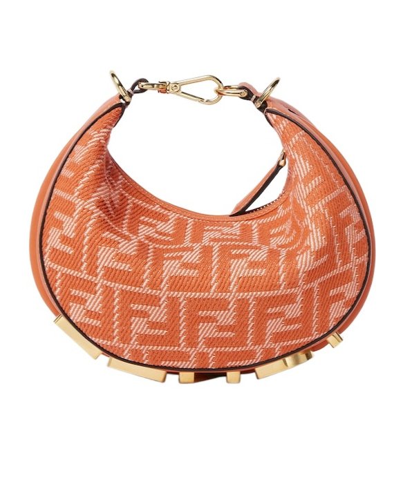 Fendi Women Borsa A Mano Graphy Mini In Denim Ricamato In Multicolor