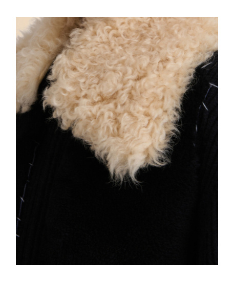 Marni Knitted Jacket With Faux Fur Collar In Black