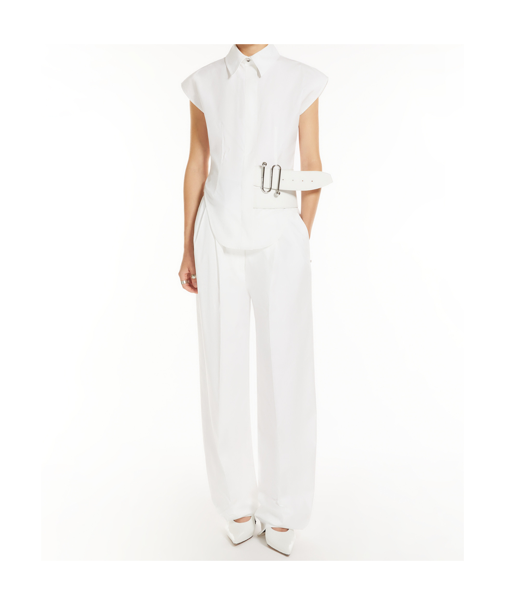 Sportmax Sleeveless Shirt In Pure Cotton In White