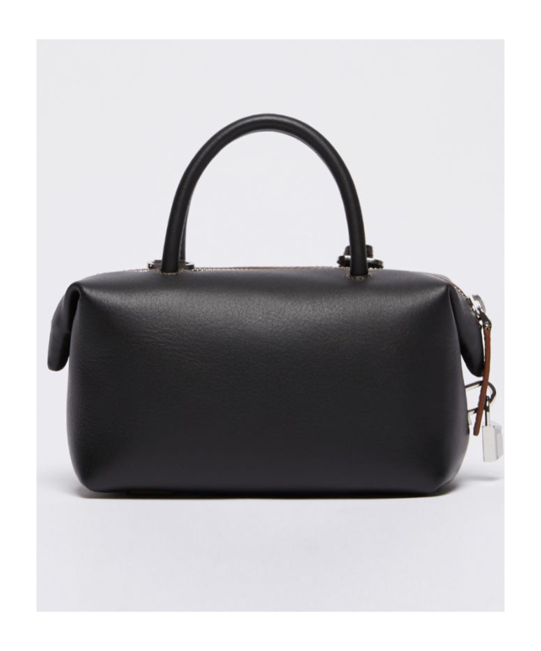 Max Mara Small Shiny Leather Satchel Bag In Black