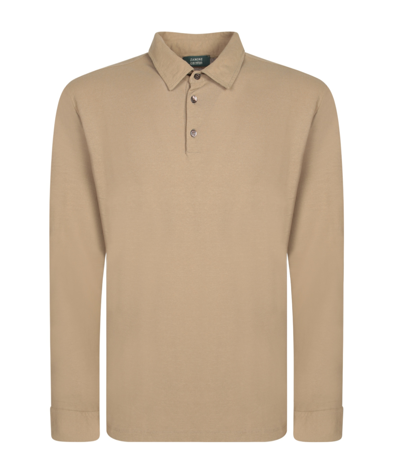 Zanone Burnt Crepe Long Sleeve Polo Shirt In Nude