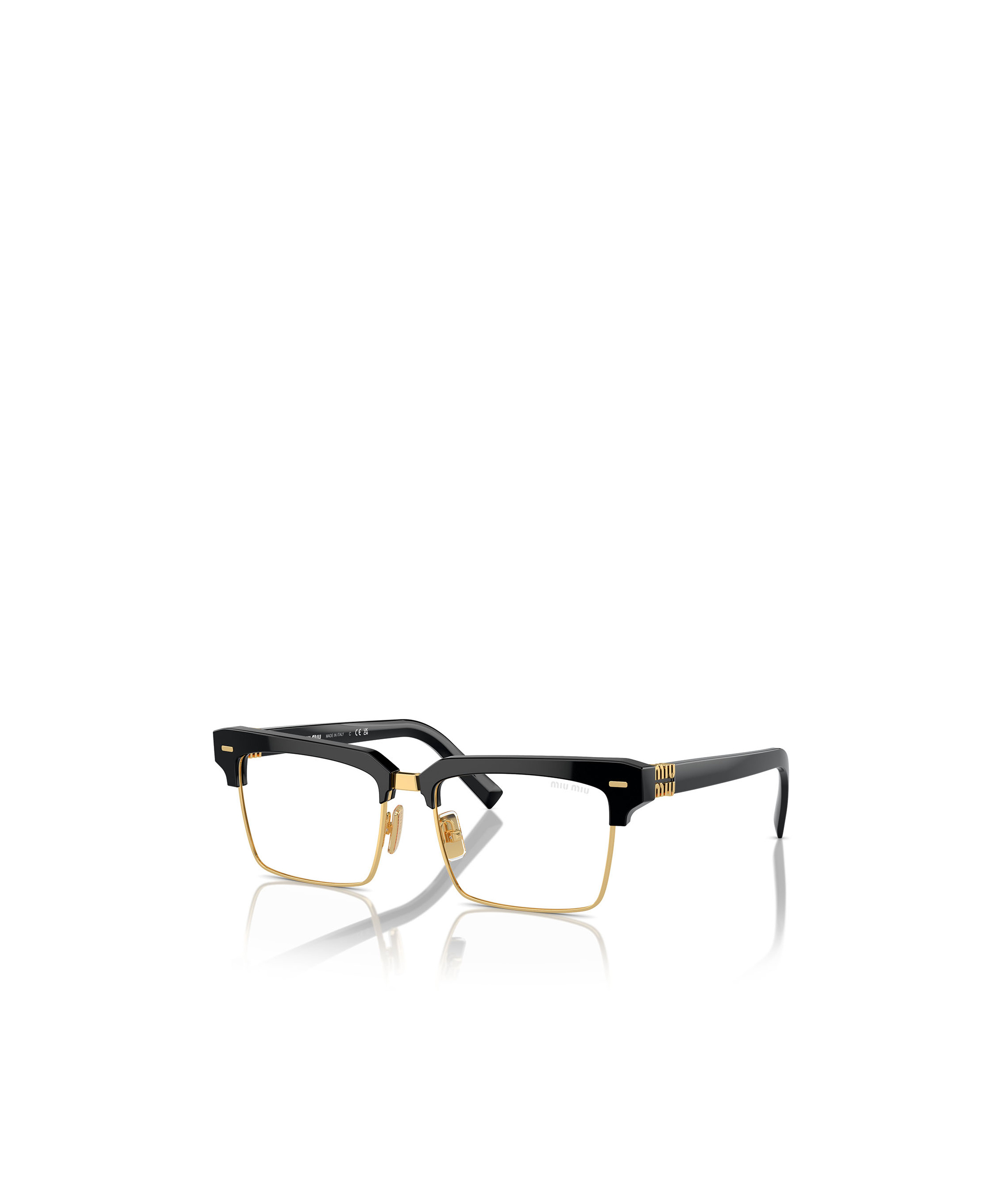 Miu Miu Black Rectangular Wayfarer Glasses In White