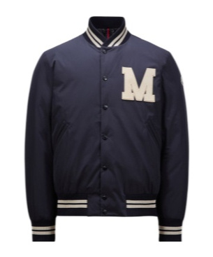 Moncler Ribbed Collar With Striped Details Jacket In Blue