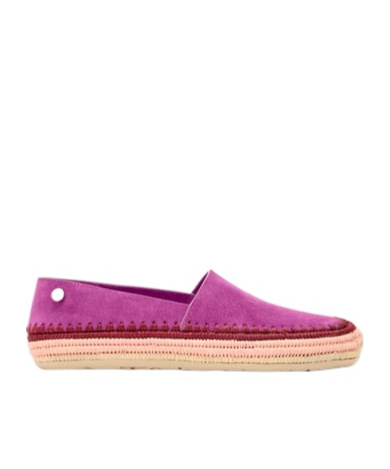 Loewe Rio Slipper In Suede And Raffia In Purple